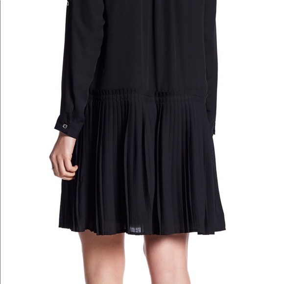 DR2 Daniel Rainn Pleated Shirt Dress Black Medium - Picture 6 of 6